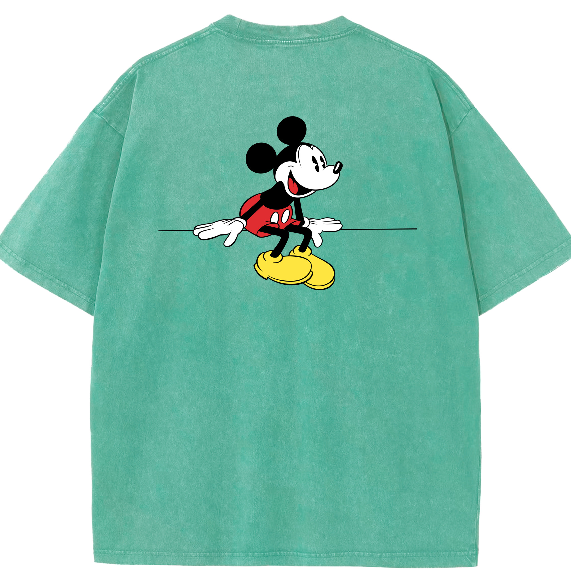 （画像用） ミッキーマウス Mickey Mouse 綿100% ヴィンテージ風 半袖Tシャツ（背面プリント）